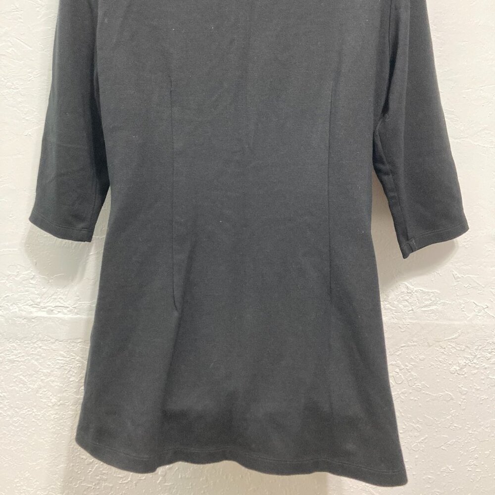 J. Mclaughlin Stretch Solid Black Collared Shirt … - image 4